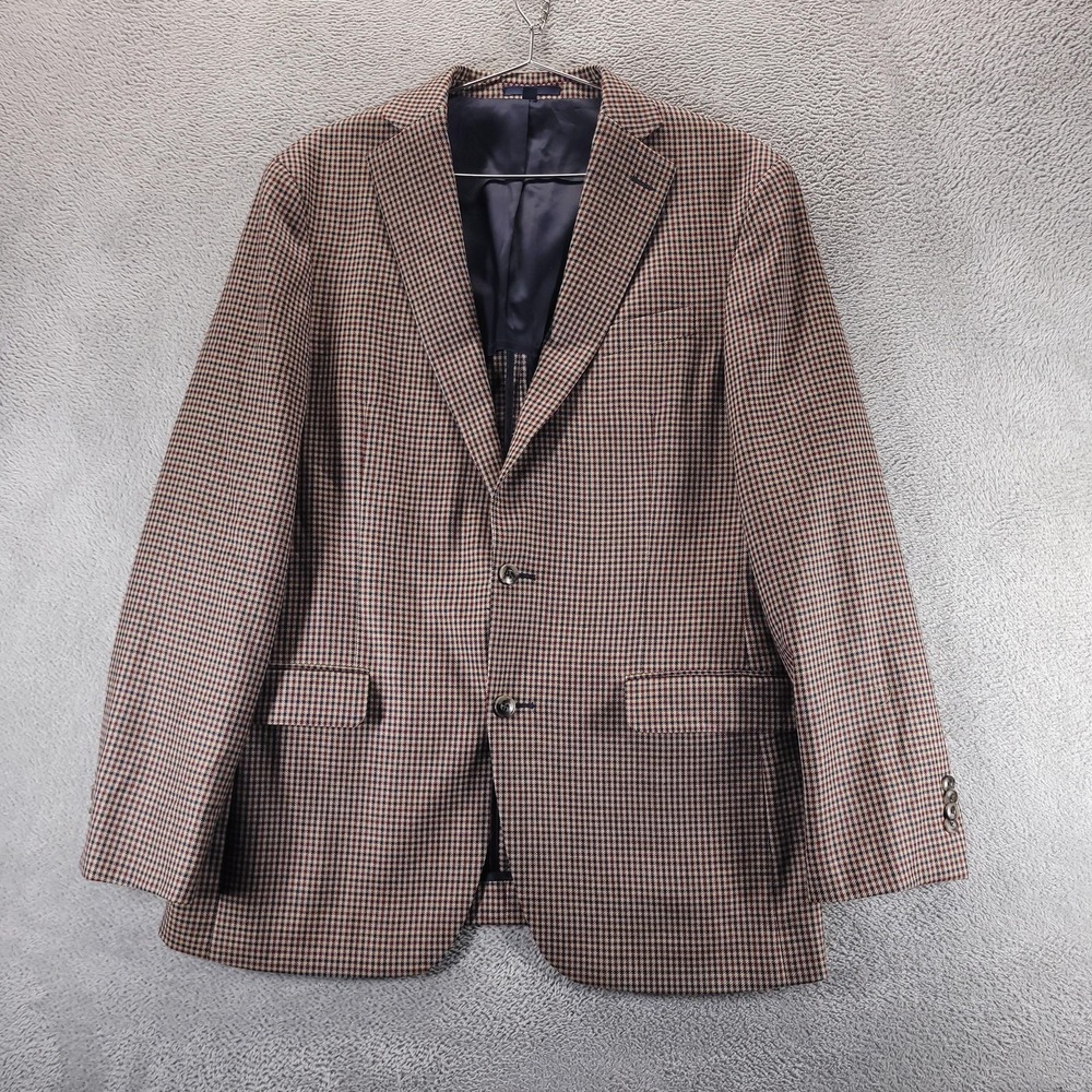 Jos A Bank Sport Coat Mens 40L Brown 1905 Slim Fit Wool Check Tweed Blazer